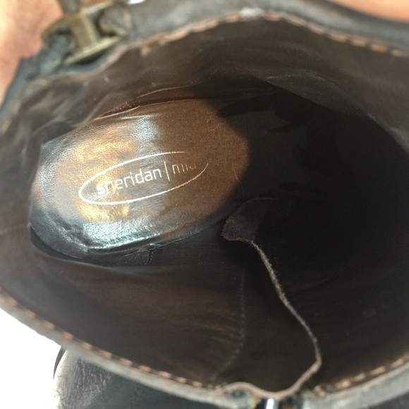 Sheridan Mia Black Leather Heeled Booties Size 10 - Picture 4 of 14